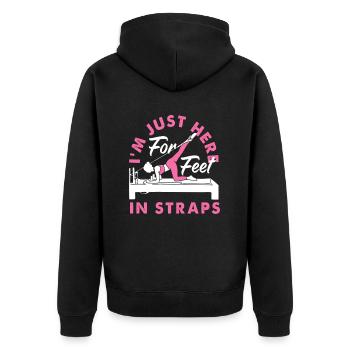 Pilates Je suis juste là pour les pieds dans les sangles - Veste à capuche bio Premium Unisexe - noir - Dos - Nico (187cm)