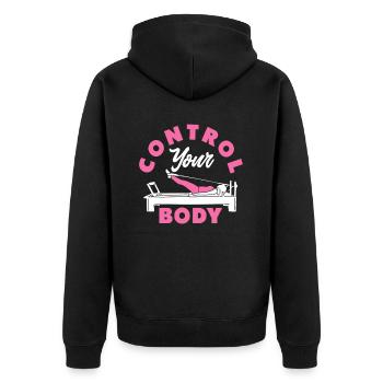 Pilates Control Your Body Motivation - Unisex Premium Organic Zip Hoodie - black - Back - Nico (187cm)