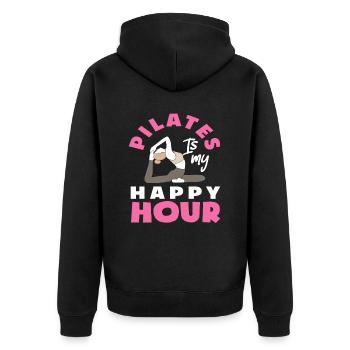 Pilates is my happy hour - Unisex Premium Organic Zip Hoodie - black - Back - Nico (187cm)