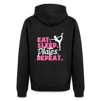 Pilates Eat Sleep Repeat for Fitness Fans - Unisex Premium Organic Zip Hoodie - black - Back - Nico (187cm)