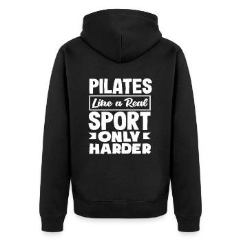 Le Pilates est un vrai sport, mais plus difficile - Veste à capuche bio Premium Unisexe - noir - Dos - Nico (187cm)