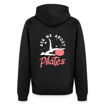 Pilates Posez-moi des questions sur les stars du Pilates - Veste à capuche bio Premium Unisexe - noir - Dos - Nico (187cm)