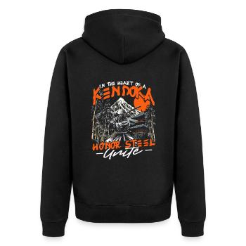 Kendo Japanische Kampfsportarten - Unisex Premium Bio Zip Hoodie - Schwarz - Hinten - Nico (187cm)