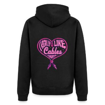Audiovisual Technician I Really Like Cables Okay - Unisex Premium Organic Zip Hoodie - black - Back - Nico (187cm)