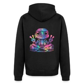 Signe de la paix Teinture Hippie Grenouille des années 60 - Veste à capuche bio Premium Unisexe - noir - Dos - Nico (187cm)