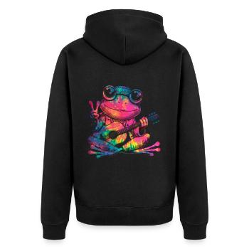 Signe de la paix Teinture Hippie Grenouille des années 60 - Veste à capuche bio Premium Unisexe - noir - Dos - Nico (187cm)