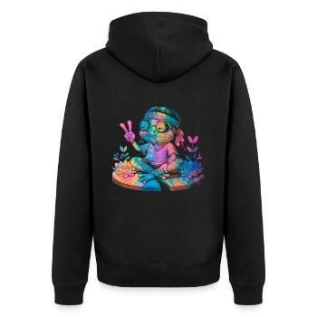 Signe de la paix Teinture Hippie Grenouille des années 60 - Veste à capuche bio Premium Unisexe - noir - Dos - Nico (187cm)