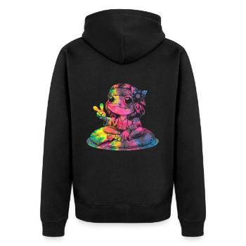 Signe de la paix Teinture Hippie Grenouille des années 60 - Veste à capuche bio Premium Unisexe - noir - Dos - Nico (187cm)