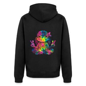 Signe de la paix Teinture Hippie Grenouille des années 60 - Veste à capuche bio Premium Unisexe - noir - Dos - Nico (187cm)