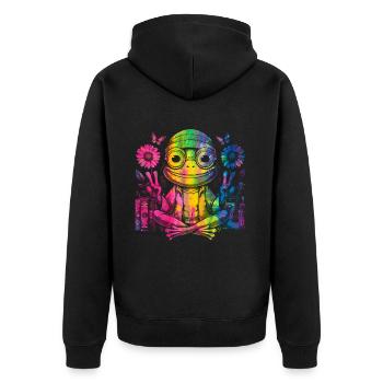 Signe de la paix Teinture Hippie Grenouille des années 60 - Veste à capuche bio Premium Unisexe - noir - Dos - Nico (187cm)