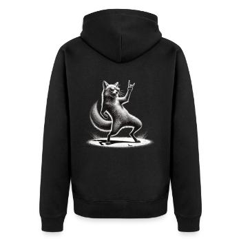 Rocking Fox – Wild & Cool - Unisex Premium Organic Zip Hoodie - black - Back - Nico (187cm)