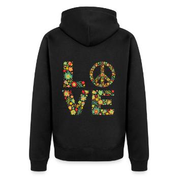Signe de paix Amour Groovy Hippie des années 70 - Veste à capuche bio Premium Unisexe - noir - Dos - Nico (187cm)