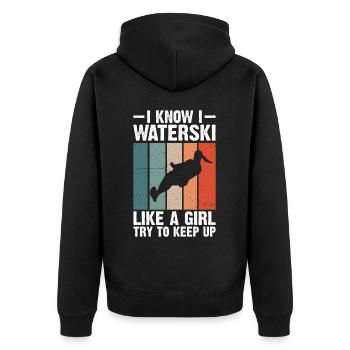 Ski nautique pour femmes filles skieuses nautiques - Veste à capuche bio Premium Unisexe - noir - Dos - Nico (187cm)