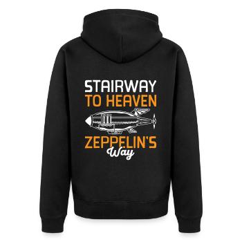 Vintage Zeppelin Airship 70 Years - Unisex Premium Organic Zip Hoodie - black - Back - Nico (187cm)