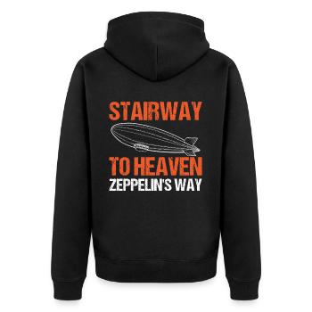 Vintage Zeppelin Airship 70 Years - Unisex Premium Organic Zip Hoodie - black - Back - Nico (187cm)