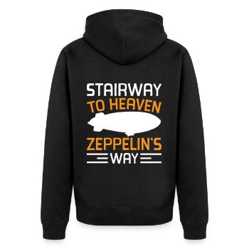 Vintage Zeppelin Airship 70 Years - Unisex Premium Organic Zip Hoodie - black - Back - Nico (187cm)