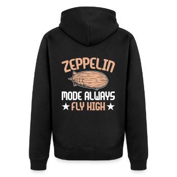 Vintage Zeppelin Airship 70 Years - Unisex Premium Organic Zip Hoodie - black - Back - Nico (187cm)