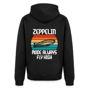 Dirigeable Zeppelin vintage 70 ans - Veste à capuche bio Premium Unisexe - noir - Dos - Nico (187cm)