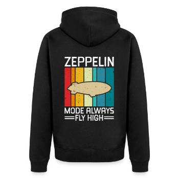 Dirigeable Zeppelin vintage 70 ans - Veste à capuche bio Premium Unisexe - noir - Dos - Nico (187cm)