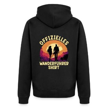 Wanderführer - Unisex Premium Bio Zip Hoodie - Schwarz - Hinten - Nico (187cm)
