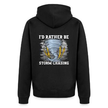 Tornado Storm Hunter - Unisex Premium Organic Zip Hoodie - black - Back - Nico (187cm)