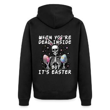 When your dead inside but it's easter - Unisex Premium Organic Zip Hoodie - black - Back - Nico (187cm)