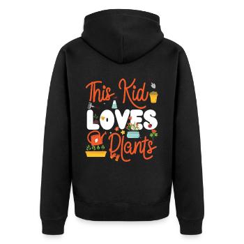 Plant Lover Gardening Kid This Kid - Unisex Premium Bio Zip Hoodie - Schwarz - Hinten - Nico (187cm)