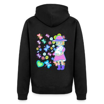 Easter Kids Child Bunny Rabbit Easter Bunny - Unisex Premium Organic Zip Hoodie - black - Back - Nico (187cm)