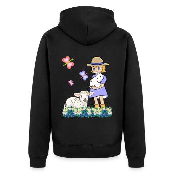 Children Child Girl Sheep Sheep Lamb Easter - Unisex Premium Organic Zip Hoodie - black - Back - Nico (187cm)