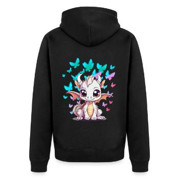 Drache Drachen Schmetterlinge Kinder Kind Baby - Unisex Premium Bio Zip Hoodie - Schwarz - Hinten - Nico (187cm)