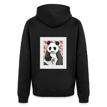 Asien China Panda Bär Bären Kinder Kind - Unisex Premium Bio Zip Hoodie - Schwarz - Hinten - Nico (187cm)