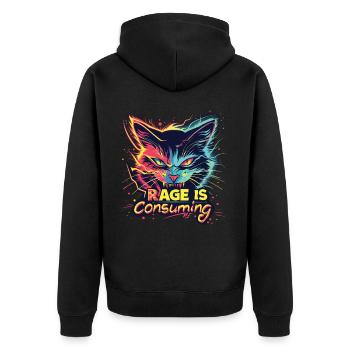 Cat Rage Consumes Me Humor Meme - Unisex Premium Bio Zip Hoodie - Schwarz - Hinten - Nico (187cm)