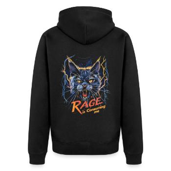 Cat Rage Consumes Me Humor Meme - Unisex Premium Bio Zip Hoodie - Schwarz - Hinten - Nico (187cm)