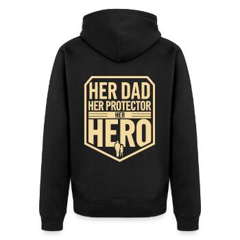 Geschenke Zum Vatertag Für Papa - Unisex Premium Bio Zip Hoodie - Schwarz - Hinten - Nico (187cm)
