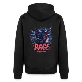 Cat Rage Consumes Me Humor Meme - Unisex Premium Bio Zip Hoodie - Schwarz - Hinten - Nico (187cm)