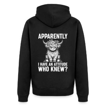 Schottisches Hochlandrind für Landwirte - Unisex Premium Bio Zip Hoodie - Schwarz - Hinten - Nico (187cm)