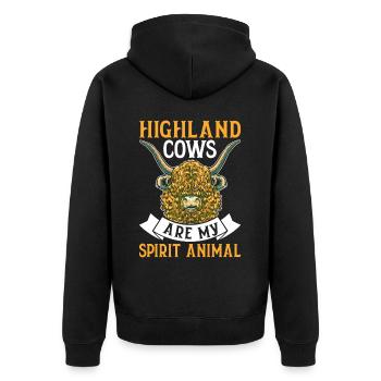 Schottisches Hochlandrind für Landwirte - Unisex Premium Bio Zip Hoodie - Schwarz - Hinten - Nico (187cm)