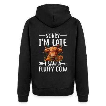 Schottisches Hochlandrind für Landwirte - Unisex Premium Bio Zip Hoodie - Schwarz - Hinten - Nico (187cm)