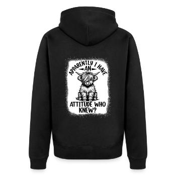 Schottisches Hochlandrind für Landwirte - Unisex Premium Bio Zip Hoodie - Schwarz - Hinten - Nico (187cm)