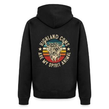 Schottisches Hochlandrind für Landwirte - Unisex Premium Bio Zip Hoodie - Schwarz - Hinten - Nico (187cm)