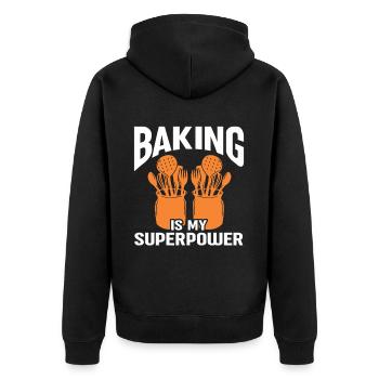 Baking Bakery Baker - Unisex Premium Bio Zip Hoodie - Schwarz - Hinten - Nico (187cm)