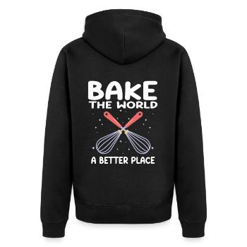 Baking Bakery Baker - Unisex Premium Organic Zip Hoodie - black - Back - Nico (187cm)