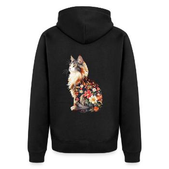 Maine Coon - Unisex Premium Bio Zip Hoodie - Schwarz - Hinten - Nico (187cm)