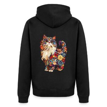 Perserkatze - Unisex Premium Bio Zip Hoodie - Schwarz - Hinten - Nico (187cm)