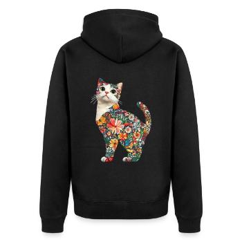Schottische Faltohrkatze - Unisex Premium Bio Zip Hoodie - Schwarz - Hinten - Nico (187cm)