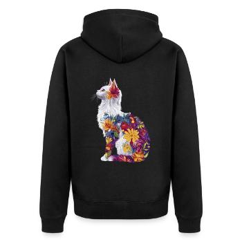 Türkisch Angora - Unisex Premium Bio Zip Hoodie - Schwarz - Hinten - Nico (187cm)