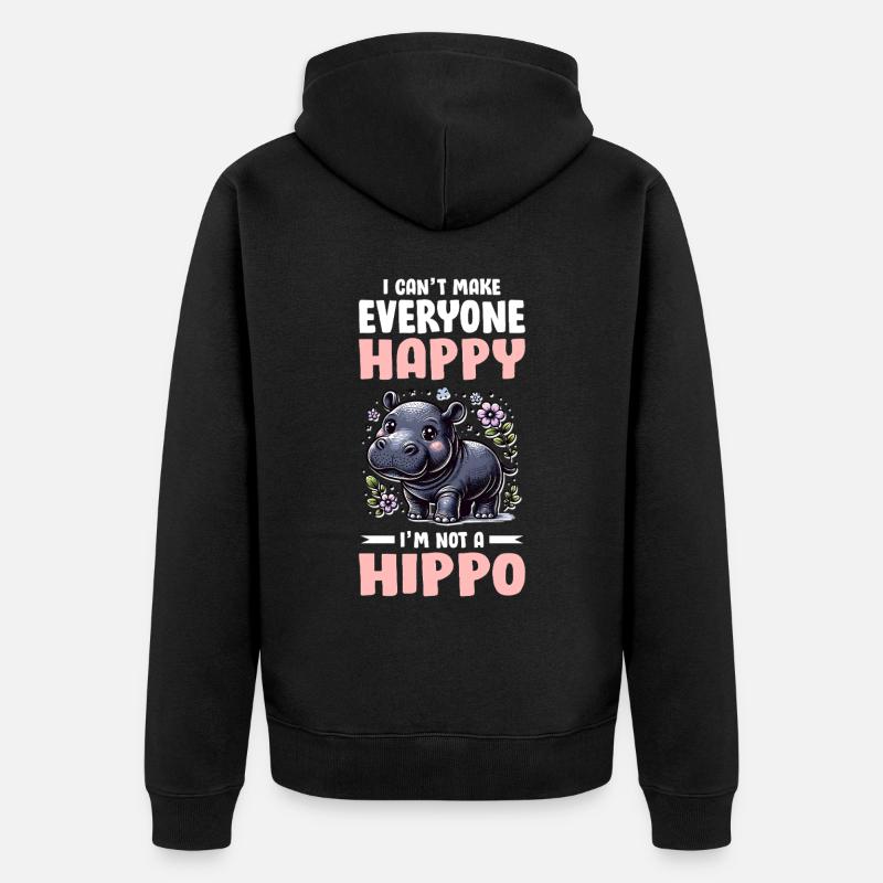 Nilpferd - Unisex Premium Bio Zip Hoodie - Schwarz