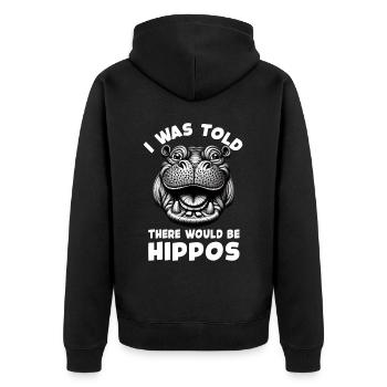 Nilpferd - Unisex Premium Bio Zip Hoodie - Schwarz - Hinten - Nico (187cm)