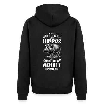 Nilpferd - Unisex Premium Bio Zip Hoodie - Schwarz - Hinten - Nico (187cm)