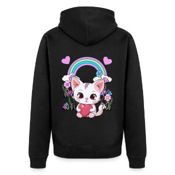 Arc-en-ciel Chaton Chat Chats Enfants Enfant Bébé - Veste à capuche bio Premium Unisexe - noir - Dos - Nico (187cm)